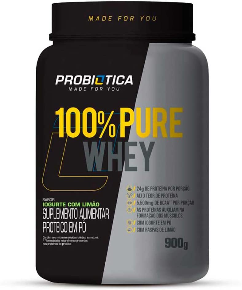 100% Pure Whey (900G) – Sabor Iogurte C/ Limão, Probiótica